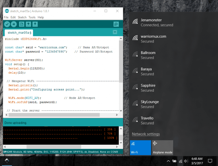 ESP8266 Arduino IDE - Hostspot/Access Point Mode - Warriornux